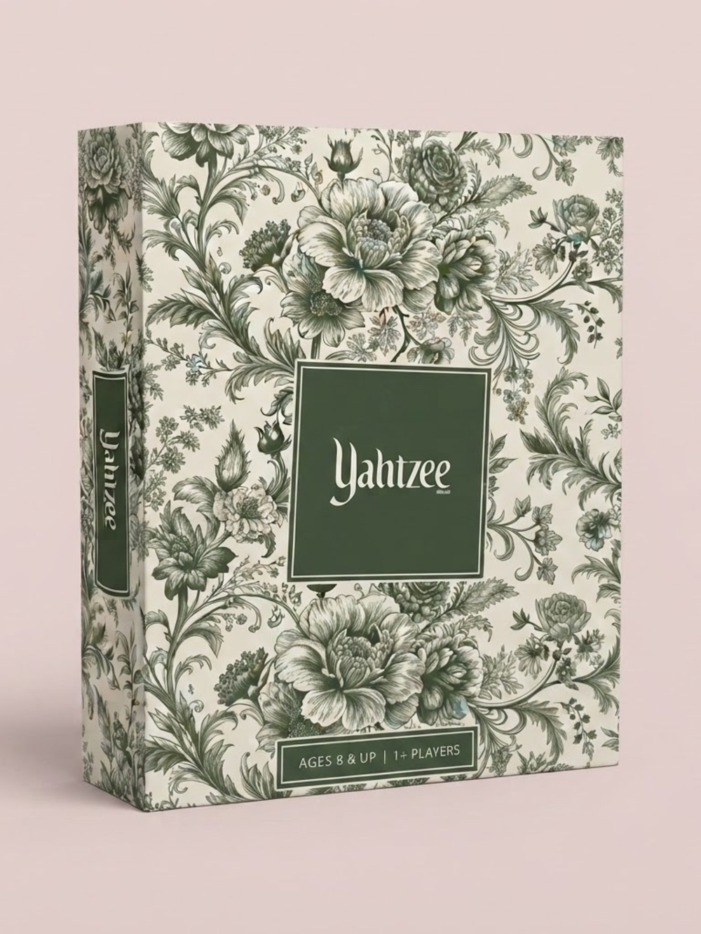 Floral Green and White Yahtzee Game Board Set Book